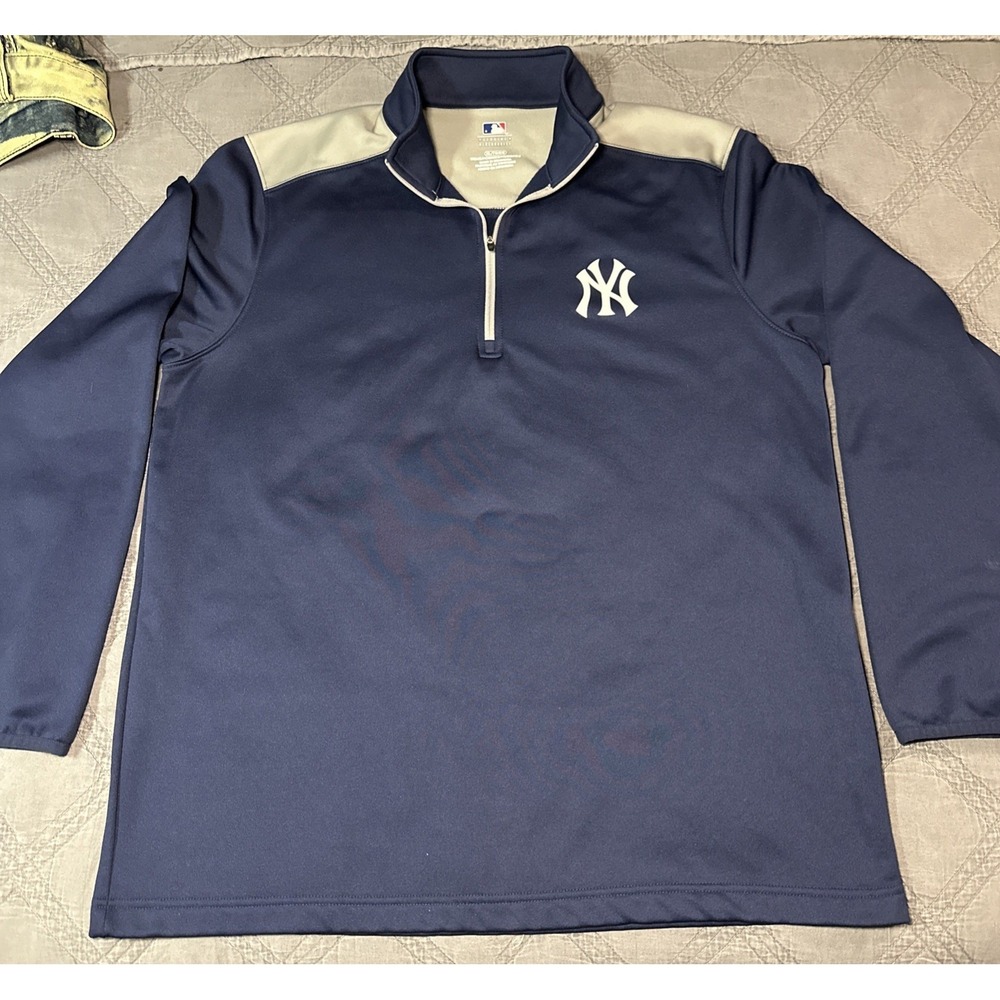 New York Yankees 1/4 Zip Sweatshirt Mens Sz XL/T Blue Long Sleeve MLB Baseball